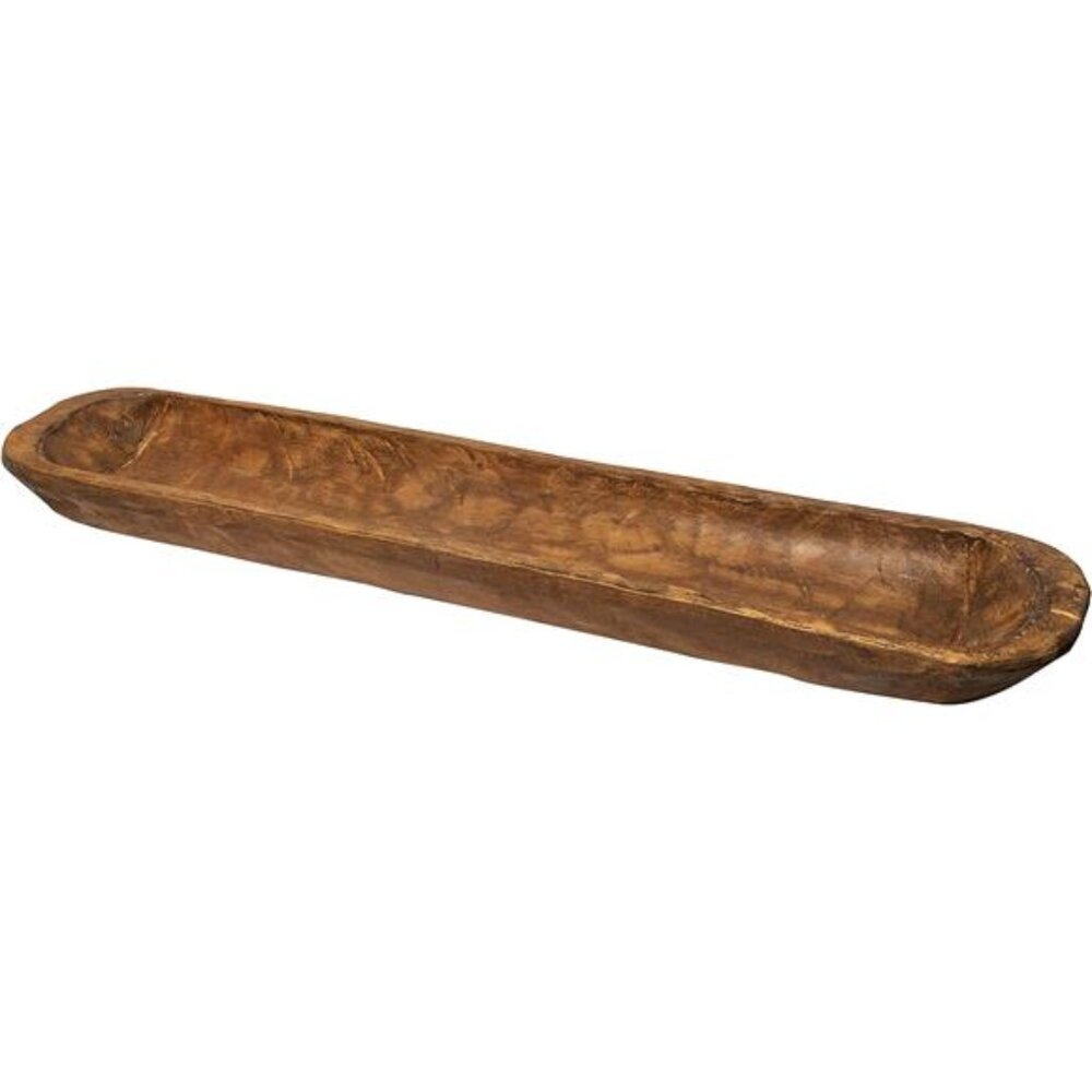 Decorative Wooden Dough Bowl Decor Hand Carved Rustic Wood Long Dough Bowl